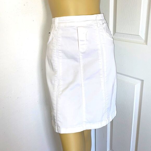 beija&Flor Denim White Pencil Mini Skirt - Picture 1 of 5